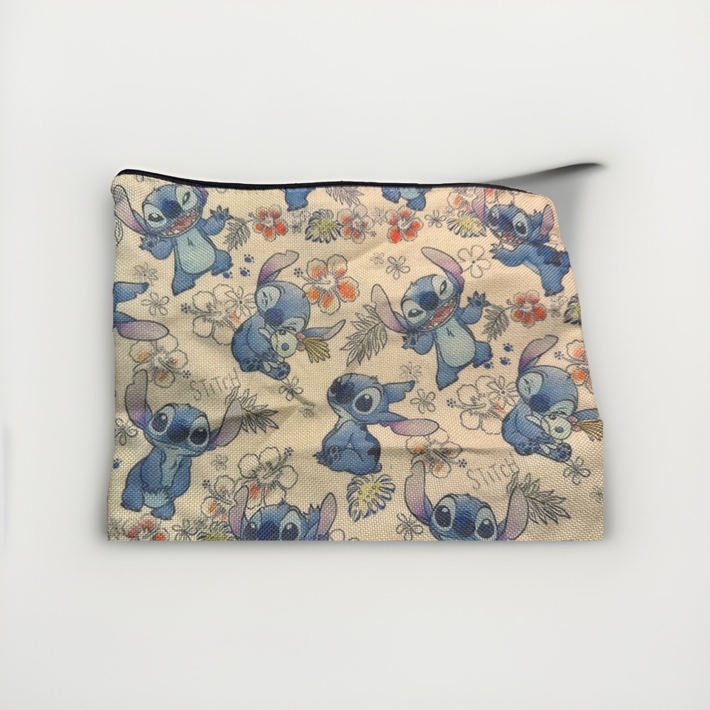 Disney Stitch Floral Zip Case‎ Travel Cosmetic Makeup Toiletry Bag NWT